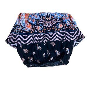 Express Boho Sleeveless Top with a Floral and Chevron Pattern - XS